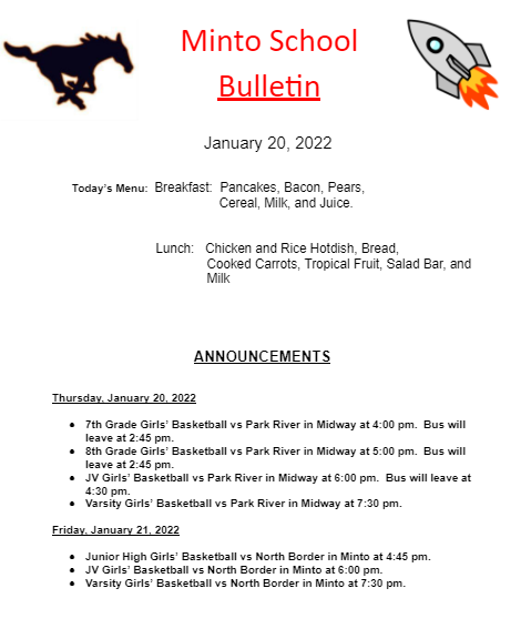 Daily Bulletin 1-20-22
